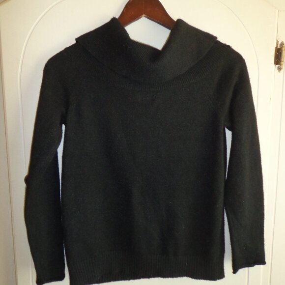 By Anthropologie Sweaters - Anthropologie Wide Cowl Neck Sweater XS Black Raglan Long Sleeves